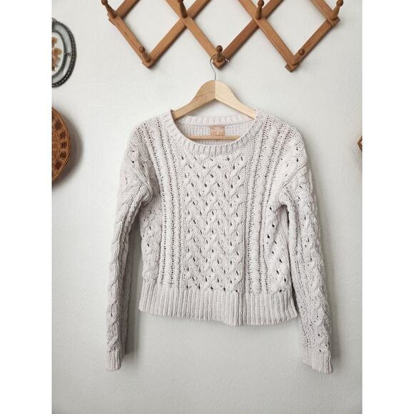 Aero Hygge beige chunky knit crop womens sweater XS neutral‎ chenille - Picture 1 of 6